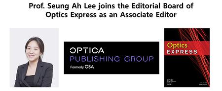 Prof. Seung Ah Lee joins the Editorial Board of Optics Express as an Associate Editor